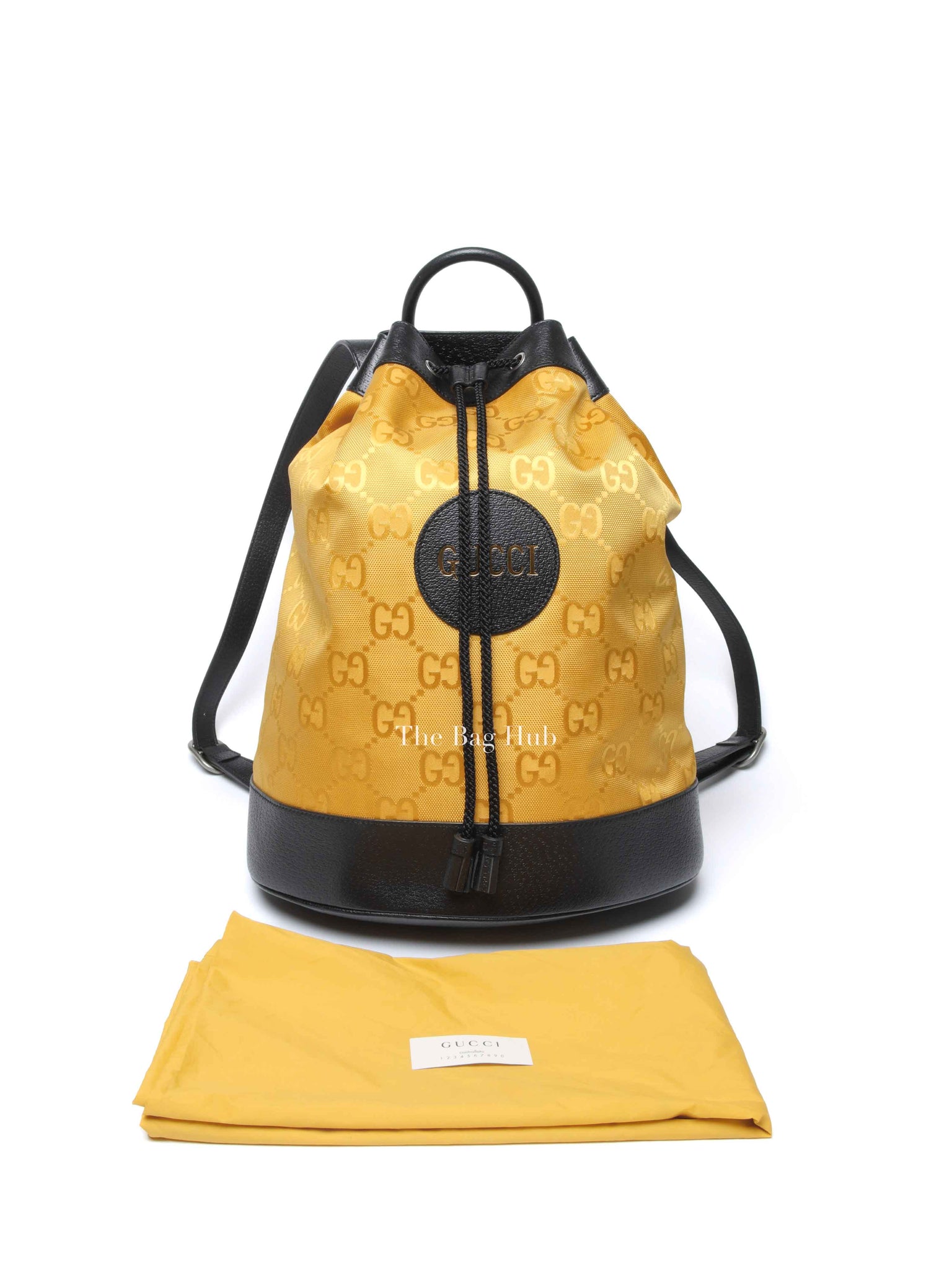 Gucci Yellow Econyl Nylon Monogram Off The Grid Drawstring Bucket Backpack