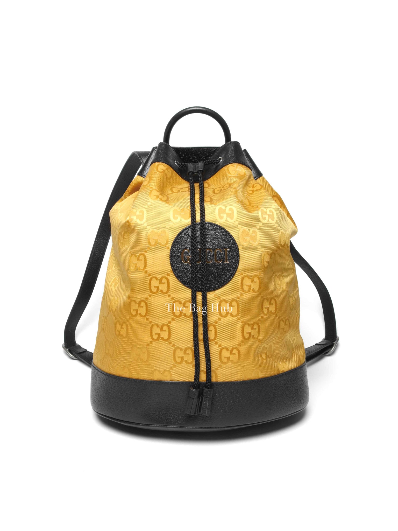 Gucci Yellow Econyl Nylon Monogram Off The Grid Drawstring Bucket Backpack