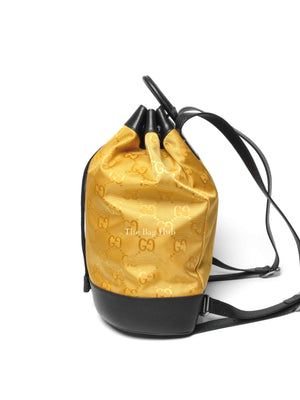 Gucci Yellow Econyl Nylon Monogram Off The Grid Drawstring Bucket Backpack