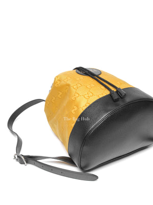 Gucci Yellow Econyl Nylon Monogram Off The Grid Drawstring Bucket Backpack