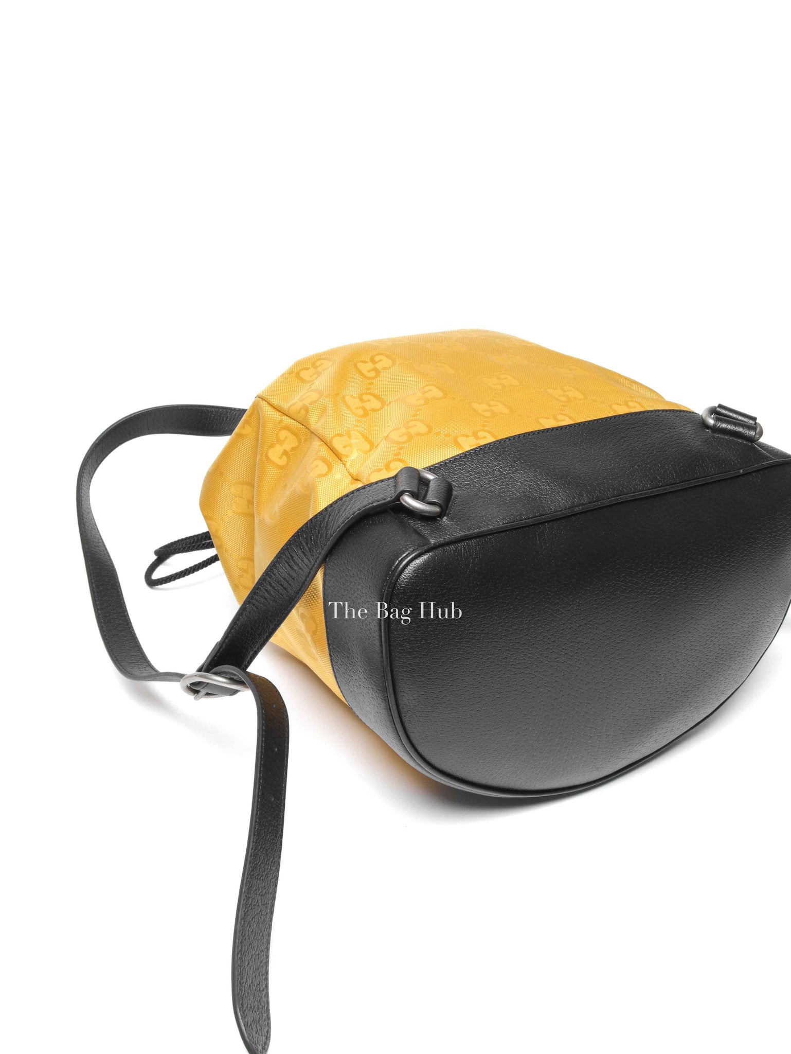 Gucci Yellow Econyl Nylon Monogram Off The Grid Drawstring Bucket Backpack