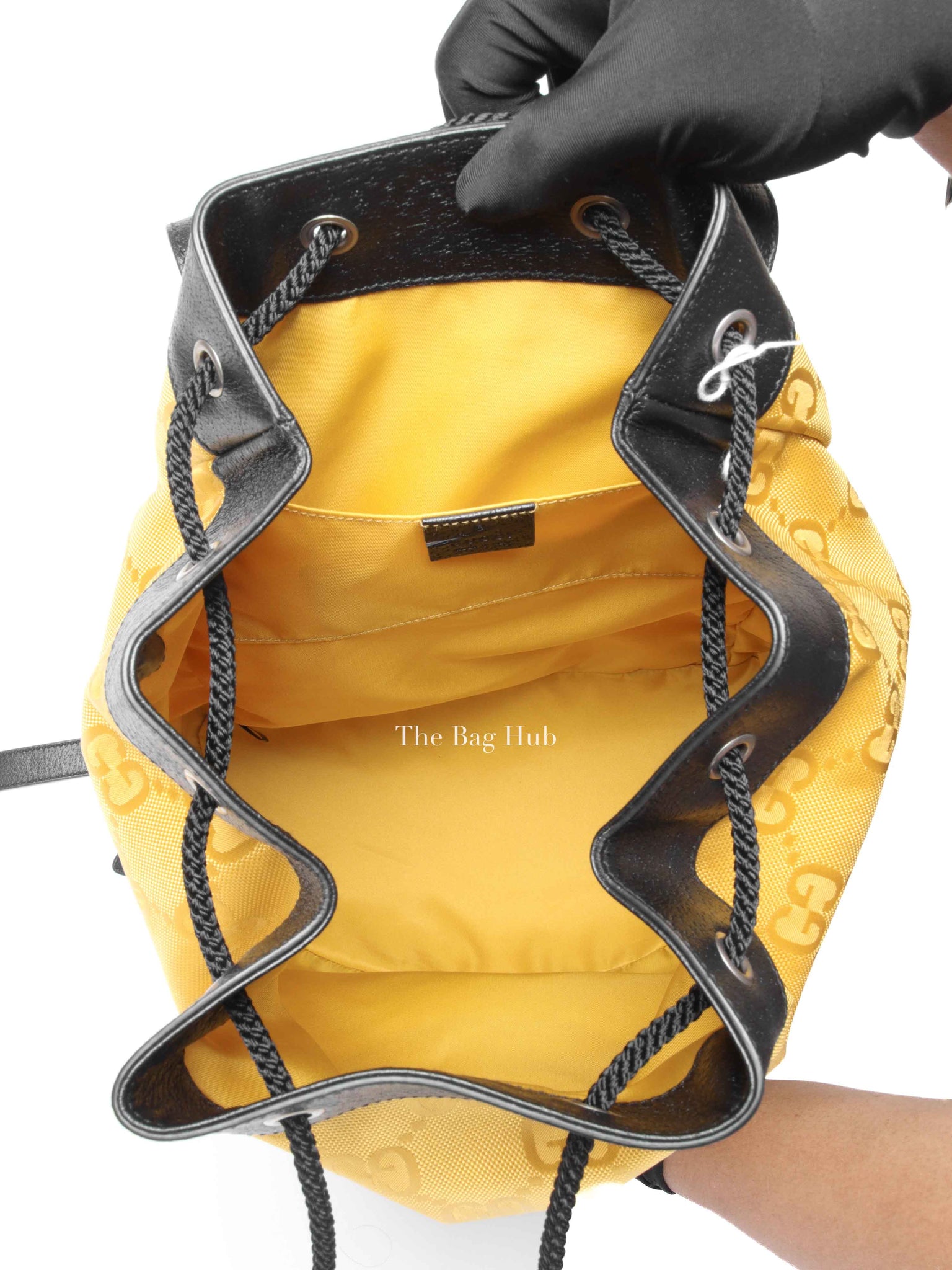 Gucci Yellow Econyl Nylon Monogram Off The Grid Drawstring Bucket Backpack
