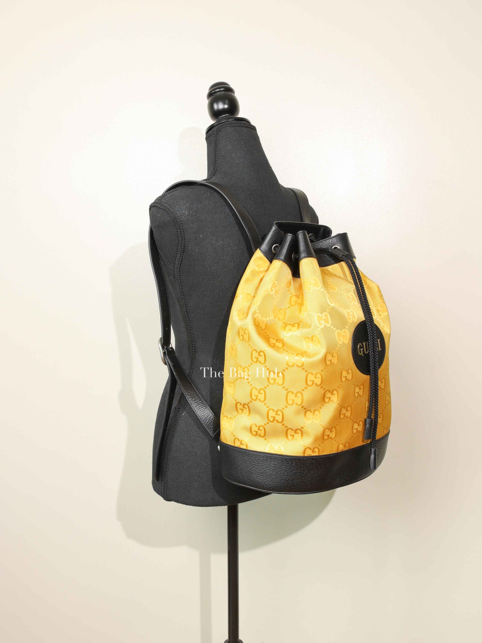 Gucci Yellow Econyl Nylon Monogram Off The Grid Drawstring Bucket Backpack