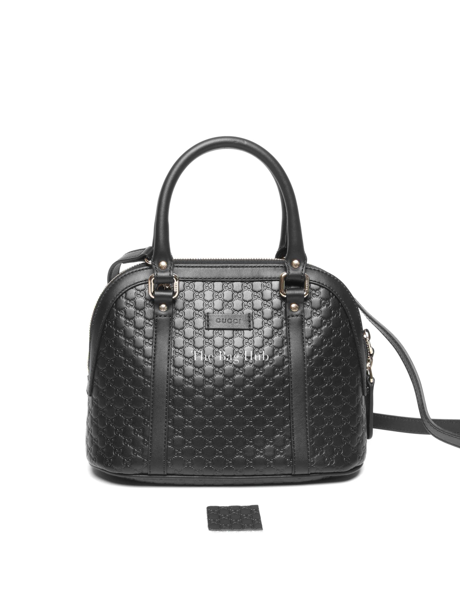 Gucci Black Leather Microguccisima Mini Dome Bag