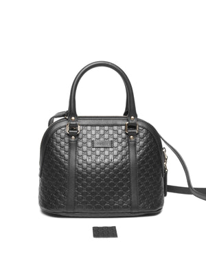 Gucci Black Leather Microguccisima Mini Dome Bag