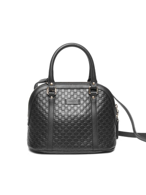 Gucci Black Leather Microguccisima Mini Dome Bag