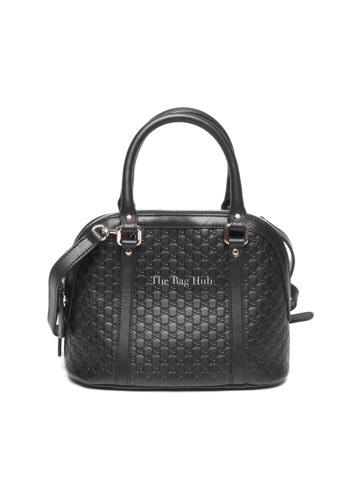 Gucci Black Leather Microguccisima Mini Dome Bag