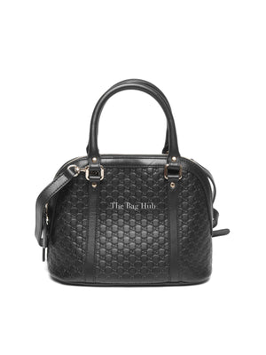 Gucci Black Leather Microguccisima Mini Dome Bag