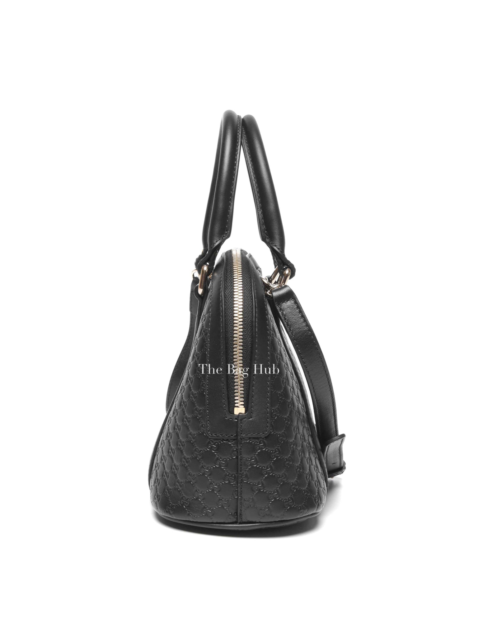 Gucci Black Leather Microguccisima Mini Dome Bag