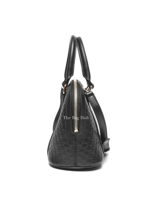 Gucci Black Leather Microguccisima Mini Dome Bag