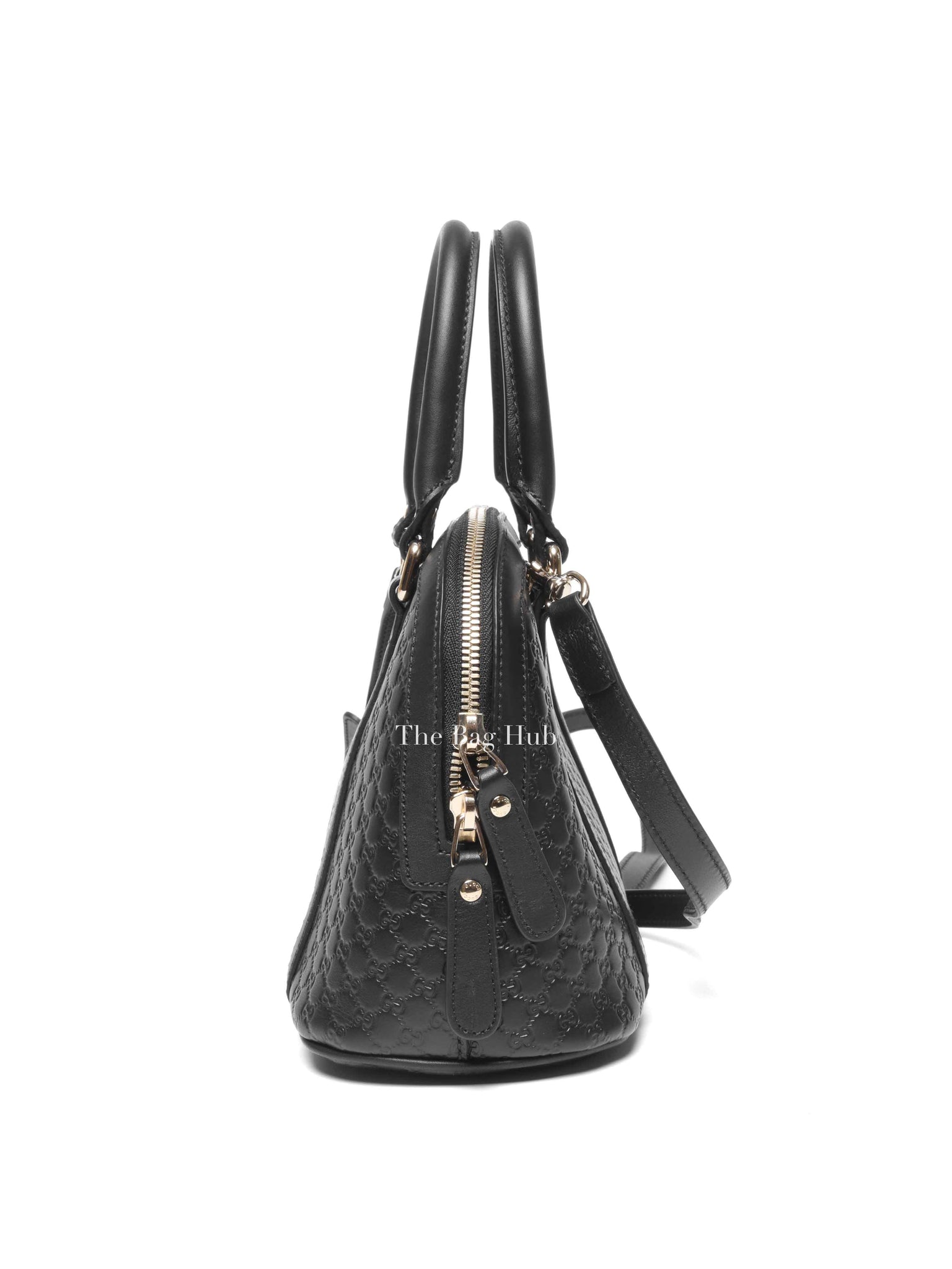 Gucci Black Leather Microguccisima Mini Dome Bag