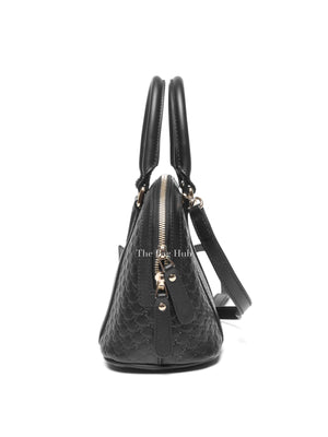 Gucci Black Leather Microguccisima Mini Dome Bag
