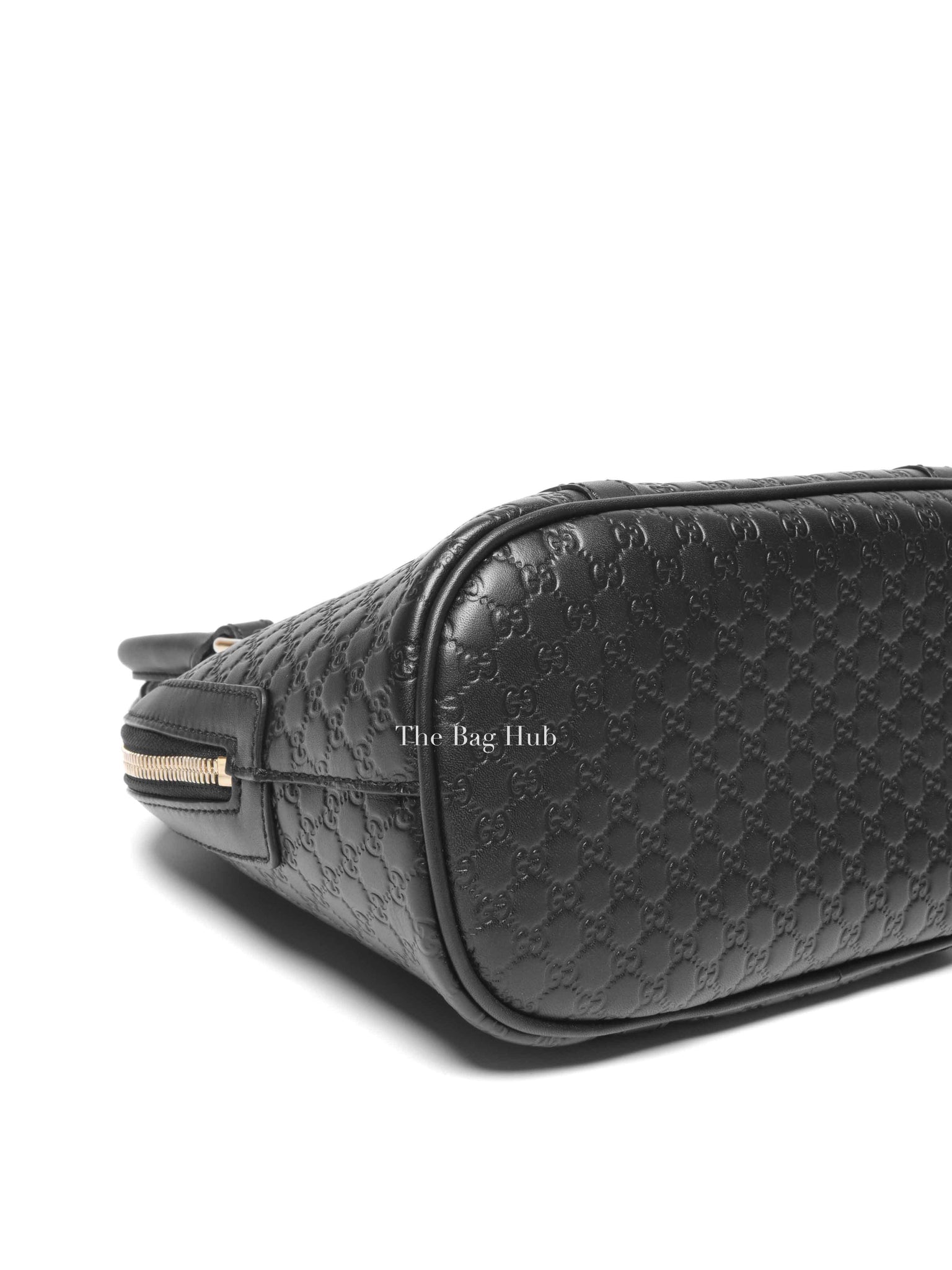 Gucci Black Leather Microguccisima Mini Dome Bag