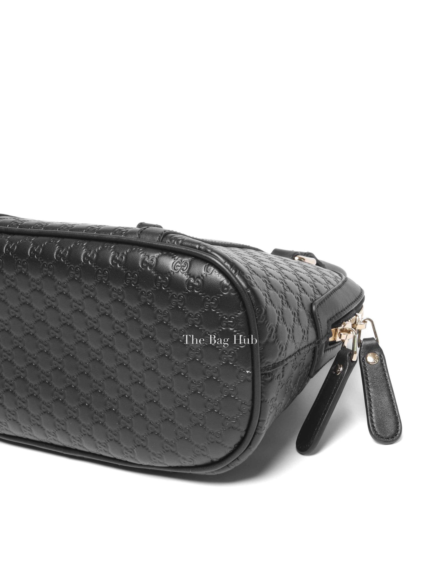 Gucci Black Leather Microguccisima Mini Dome Bag