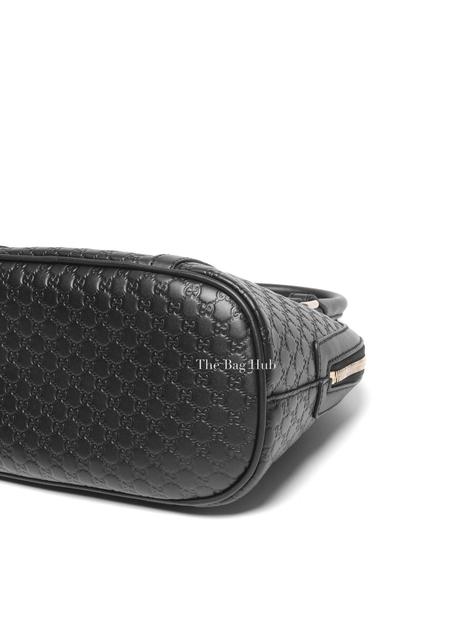 Gucci Black Leather Microguccisima Mini Dome Bag