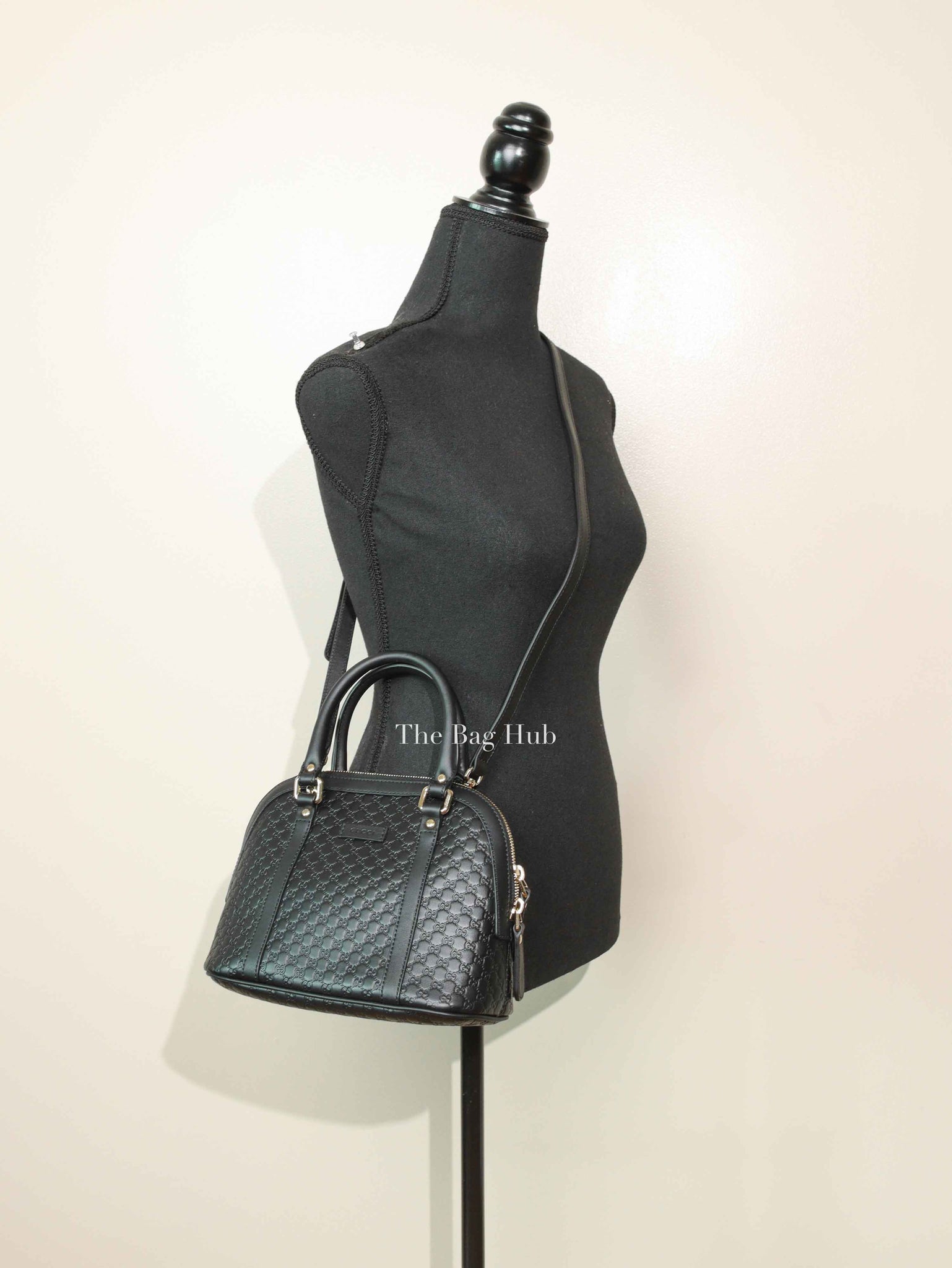 Gucci Black Leather Microguccisima Mini Dome Bag