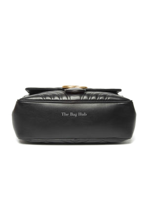 Gucci Black Leather GG Marmont Top Handle Sling Bag