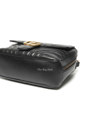 Gucci Black Leather GG Marmont Top Handle Sling Bag