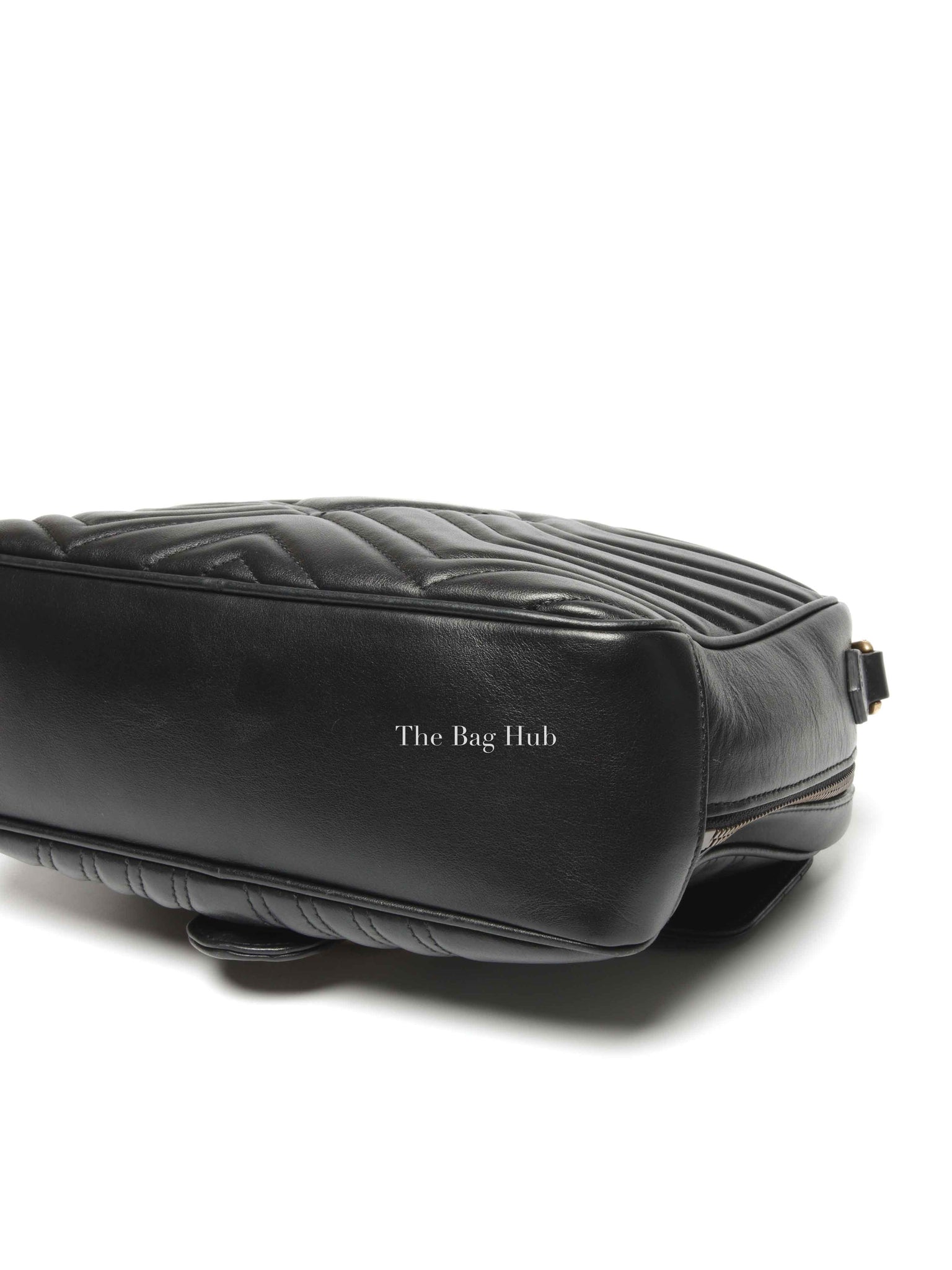 Gucci Black Leather GG Marmont Top Handle Sling Bag