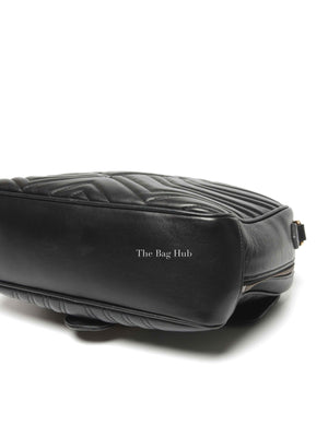Gucci Black Leather GG Marmont Top Handle Sling Bag