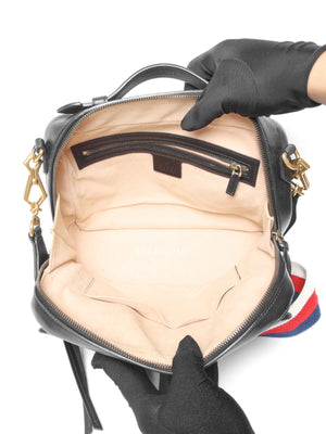 Gucci Black Leather GG Marmont Top Handle Sling Bag