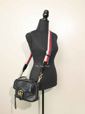 Gucci Black Leather GG Marmont Top Handle Sling Bag