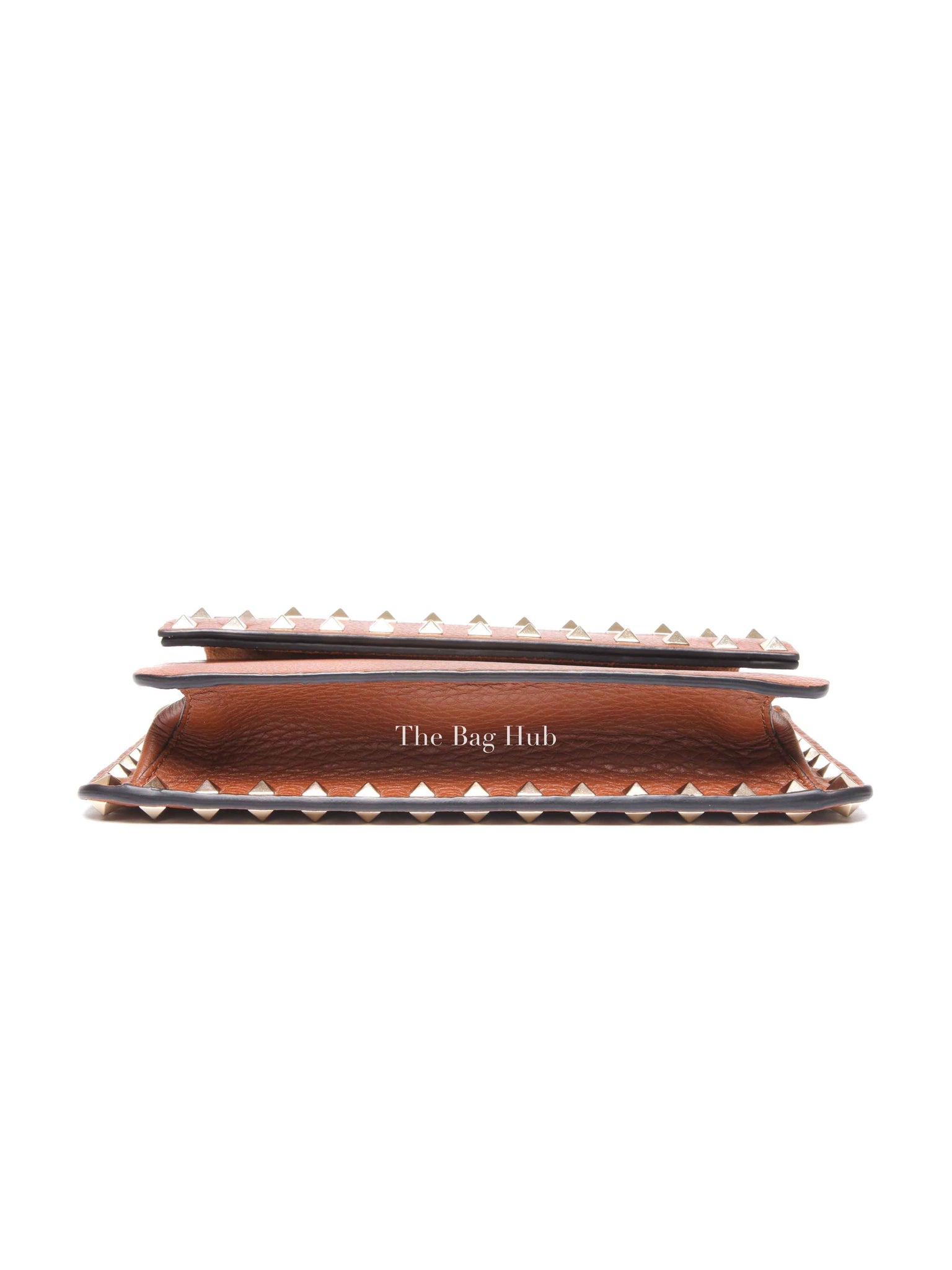Valentino Garavani Brown Pebbled Calfskin Rockstud Small Crossbody Bag