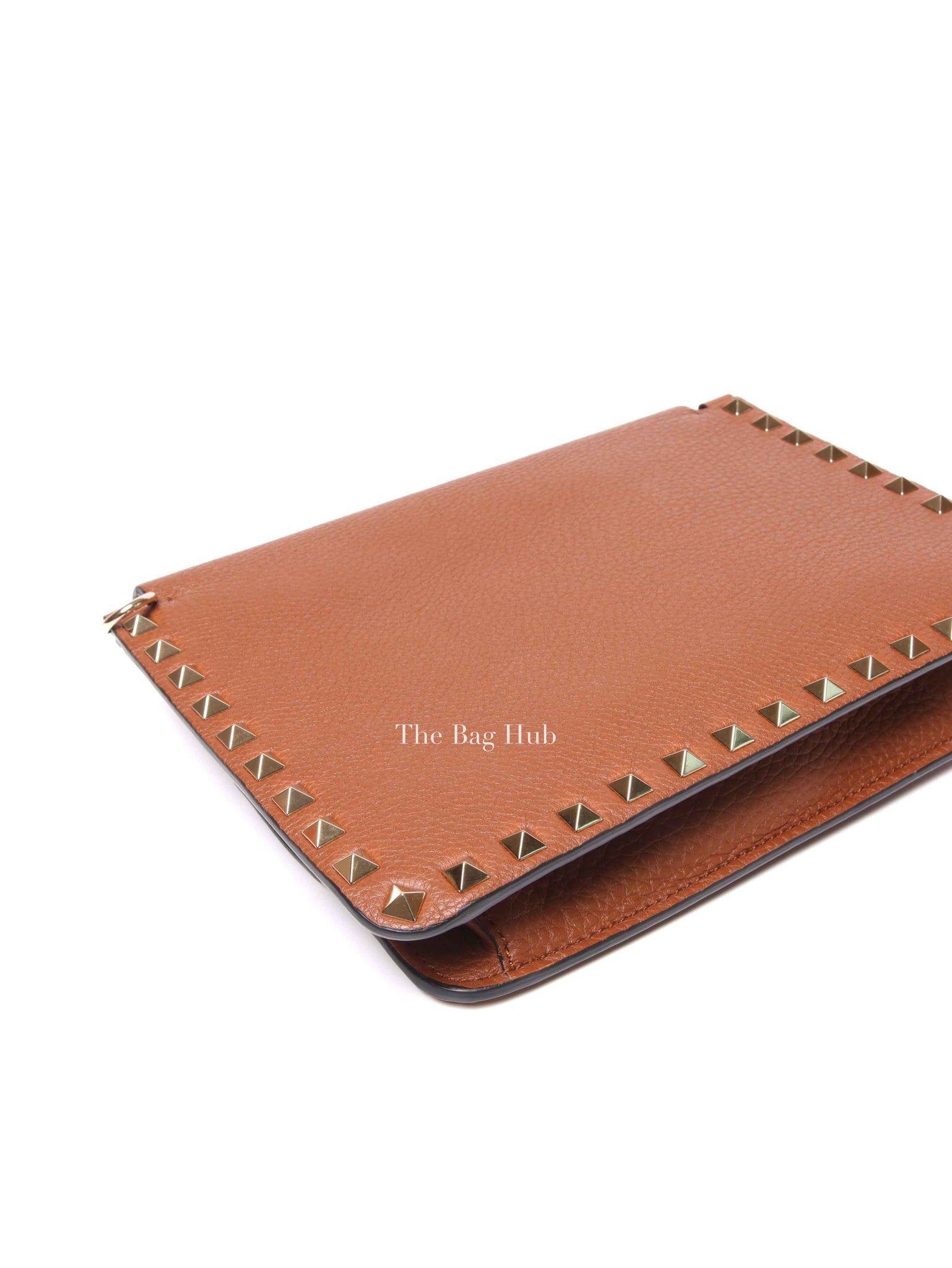 Valentino Garavani Brown Pebbled Calfskin Rockstud Small Crossbody Bag