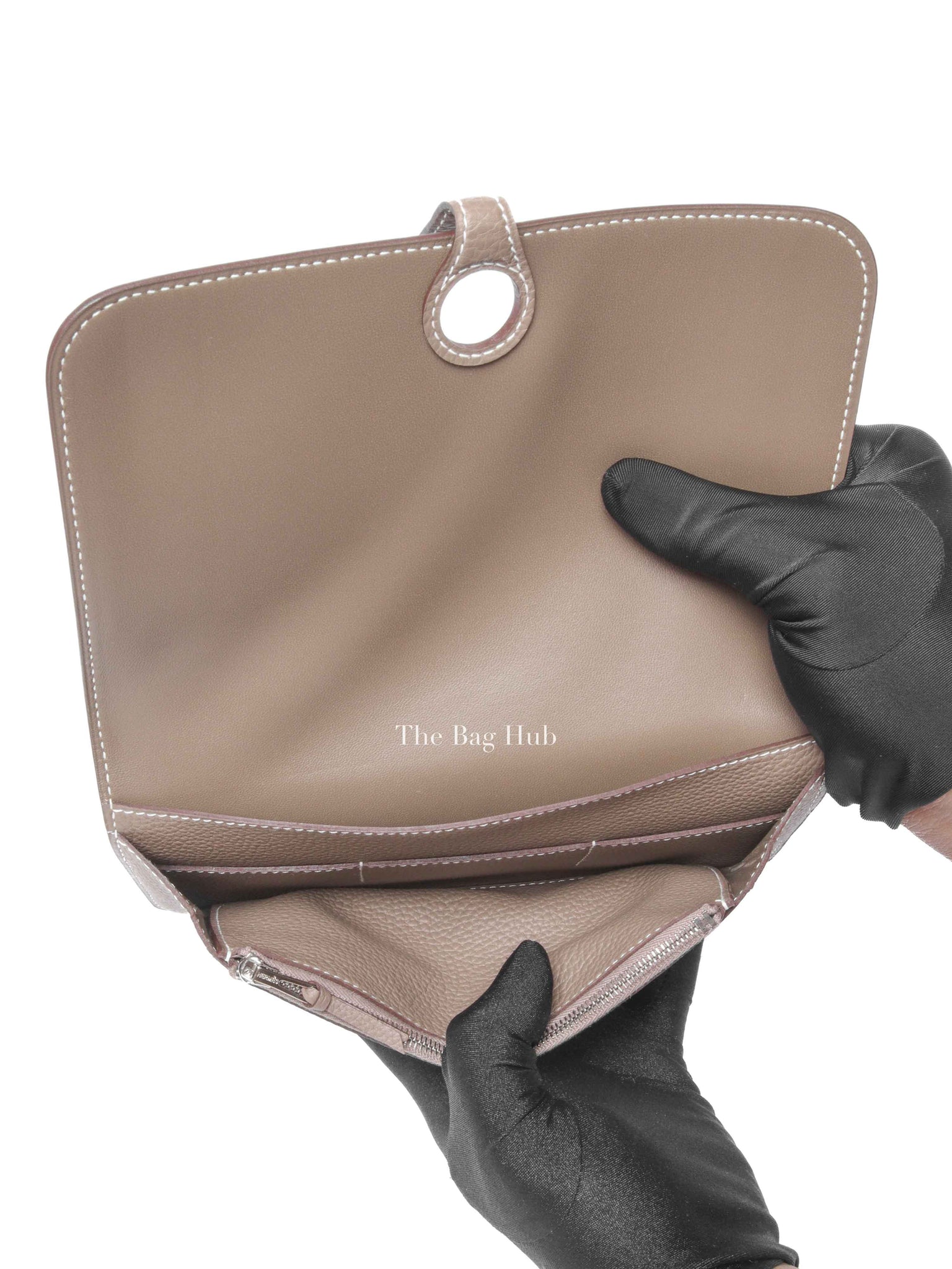 Hermes Etoupe Togo Leather Dogon Duo Wallet