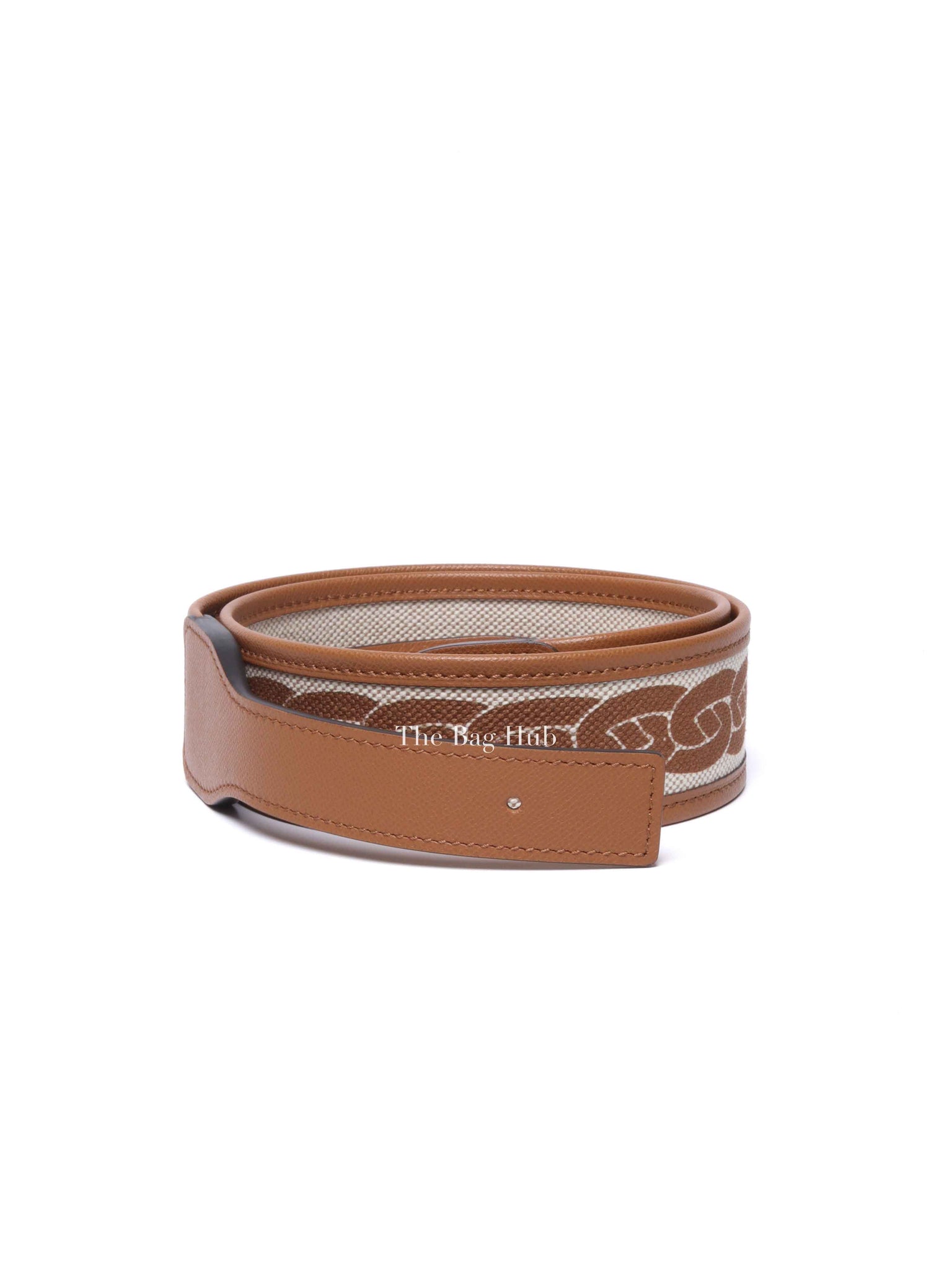 Hermes Gold Canvas/Leather Ecru Lagune Reversible Belt PHW