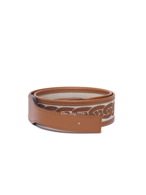 Hermes Gold Canvas/Leather Ecru Lagune Reversible Belt PHW