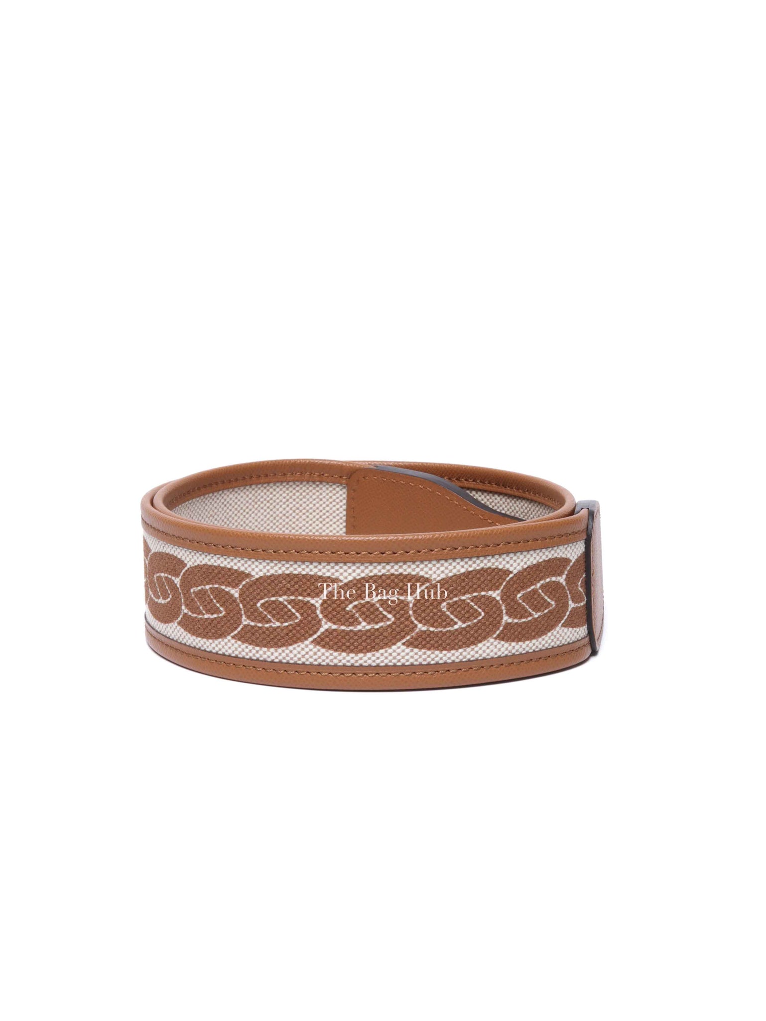 Hermes Gold Canvas/Leather Ecru Lagune Reversible Belt PHW