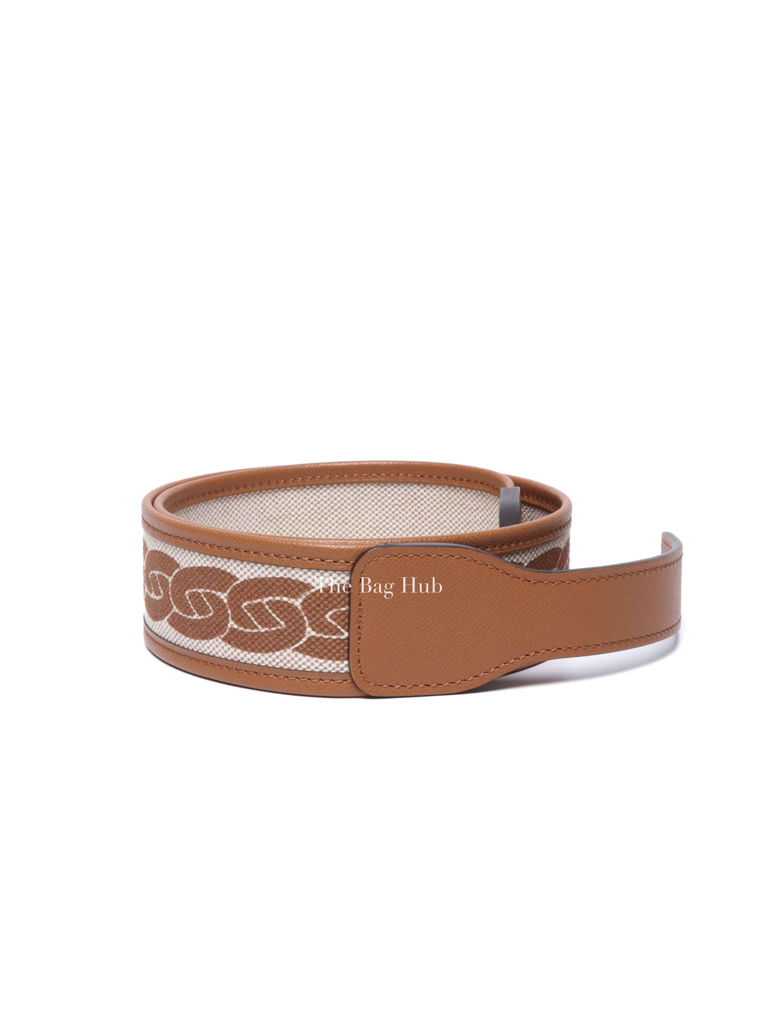 Hermes Gold Canvas/Leather Ecru Lagune Reversible Belt PHW