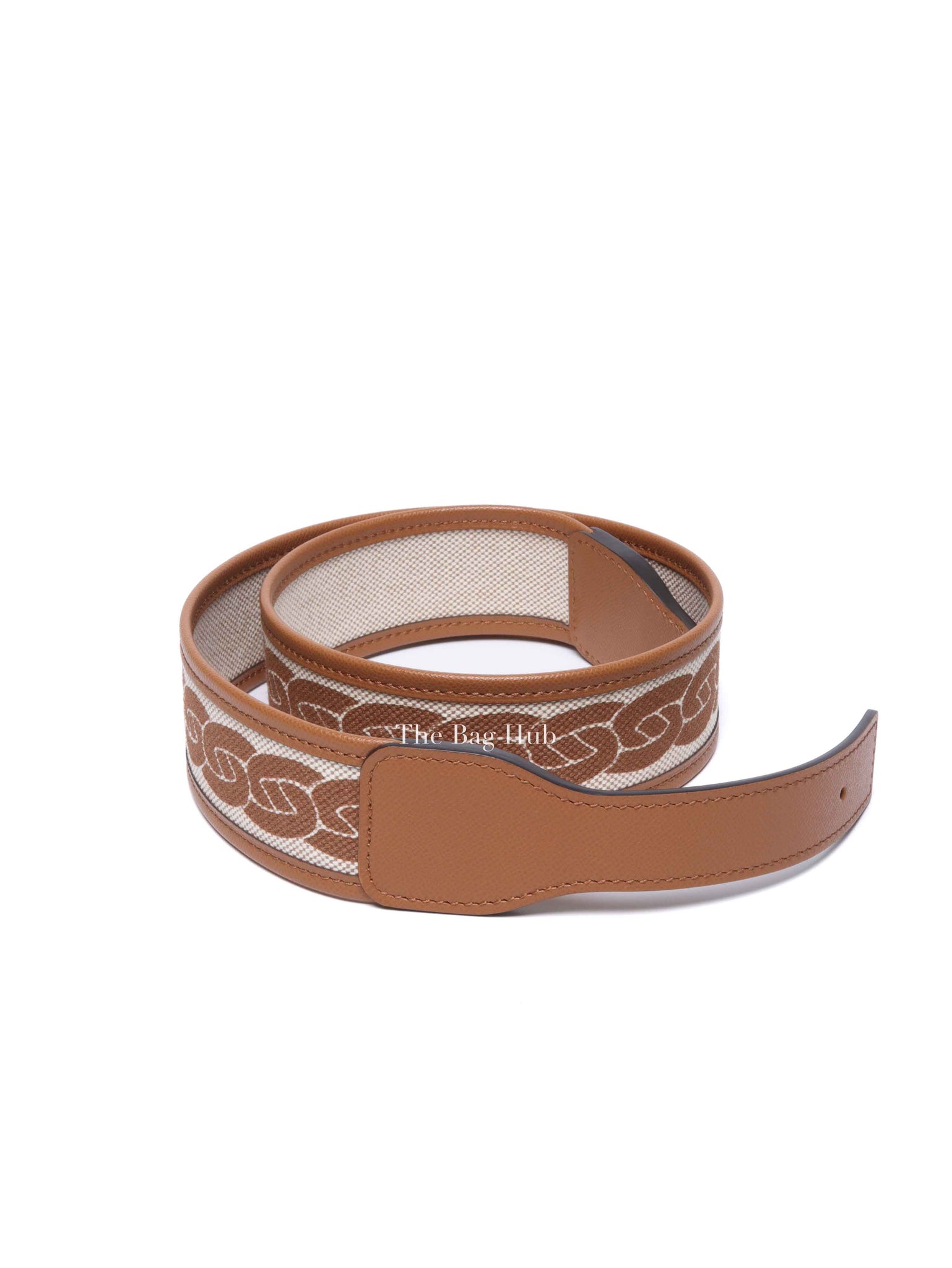 Hermes Gold Canvas/Leather Ecru Lagune Reversible Belt PHW