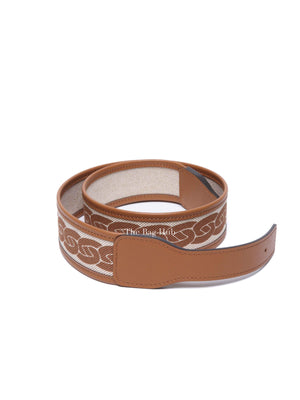 Hermes Gold Canvas/Leather Ecru Lagune Reversible Belt PHW