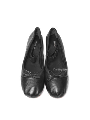 Miu Miu Black Leather Ballerinas Size 38.5