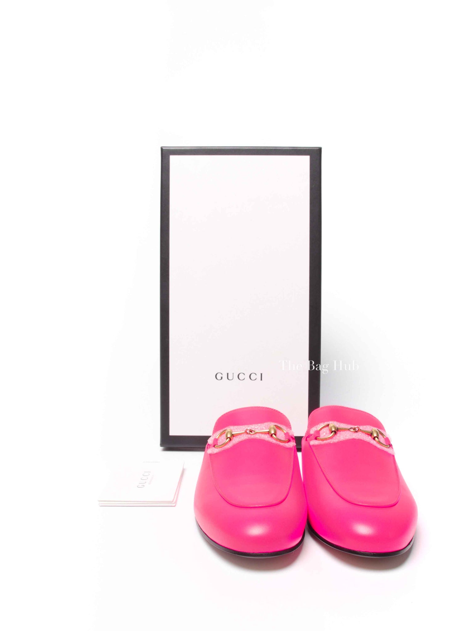 Gucci Fuxia Fluo Calfskin Womens Princetown Mules Size 37