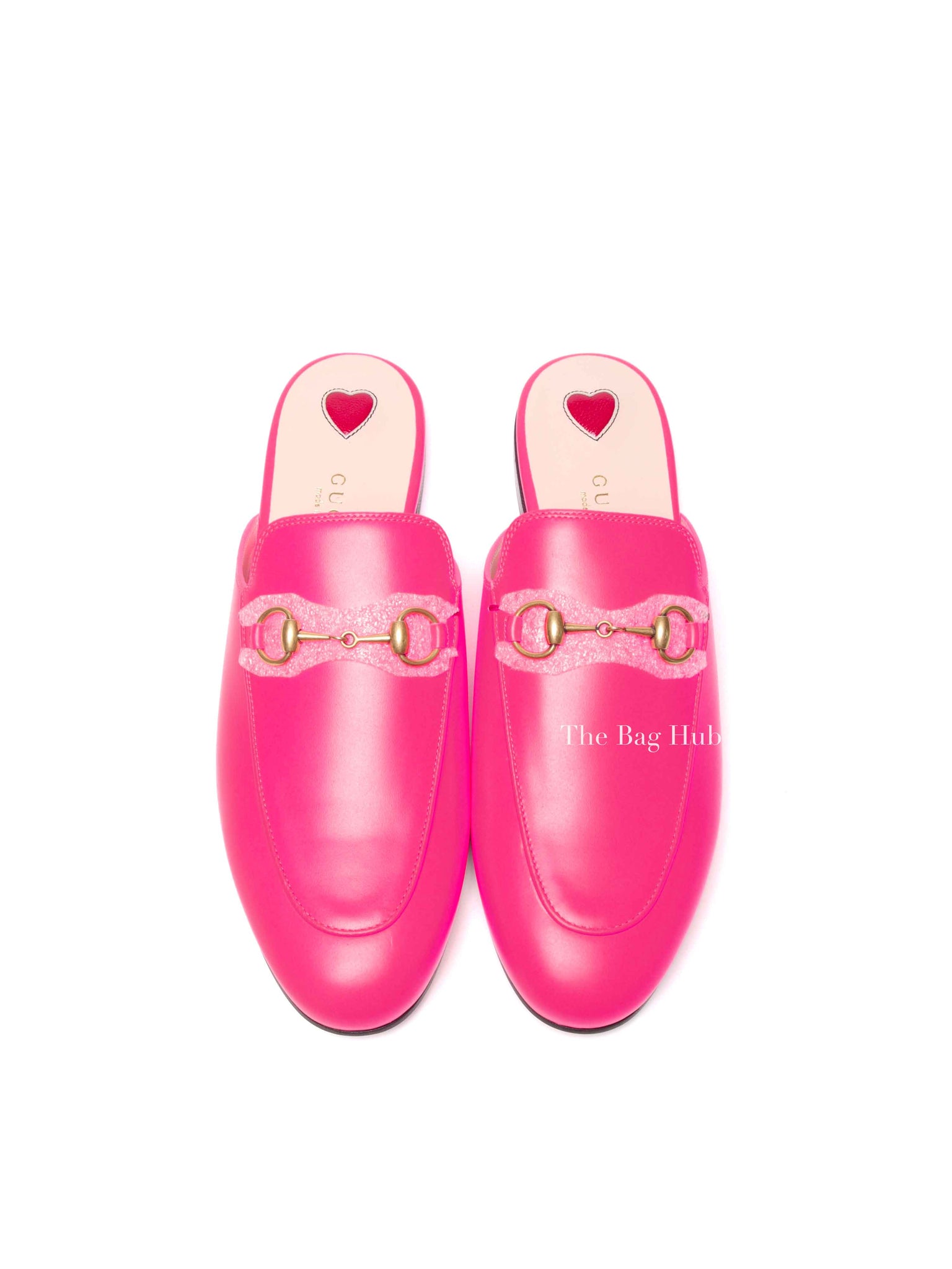 Gucci Fuxia Fluo Calfskin Womens Princetown Mules Size 37
