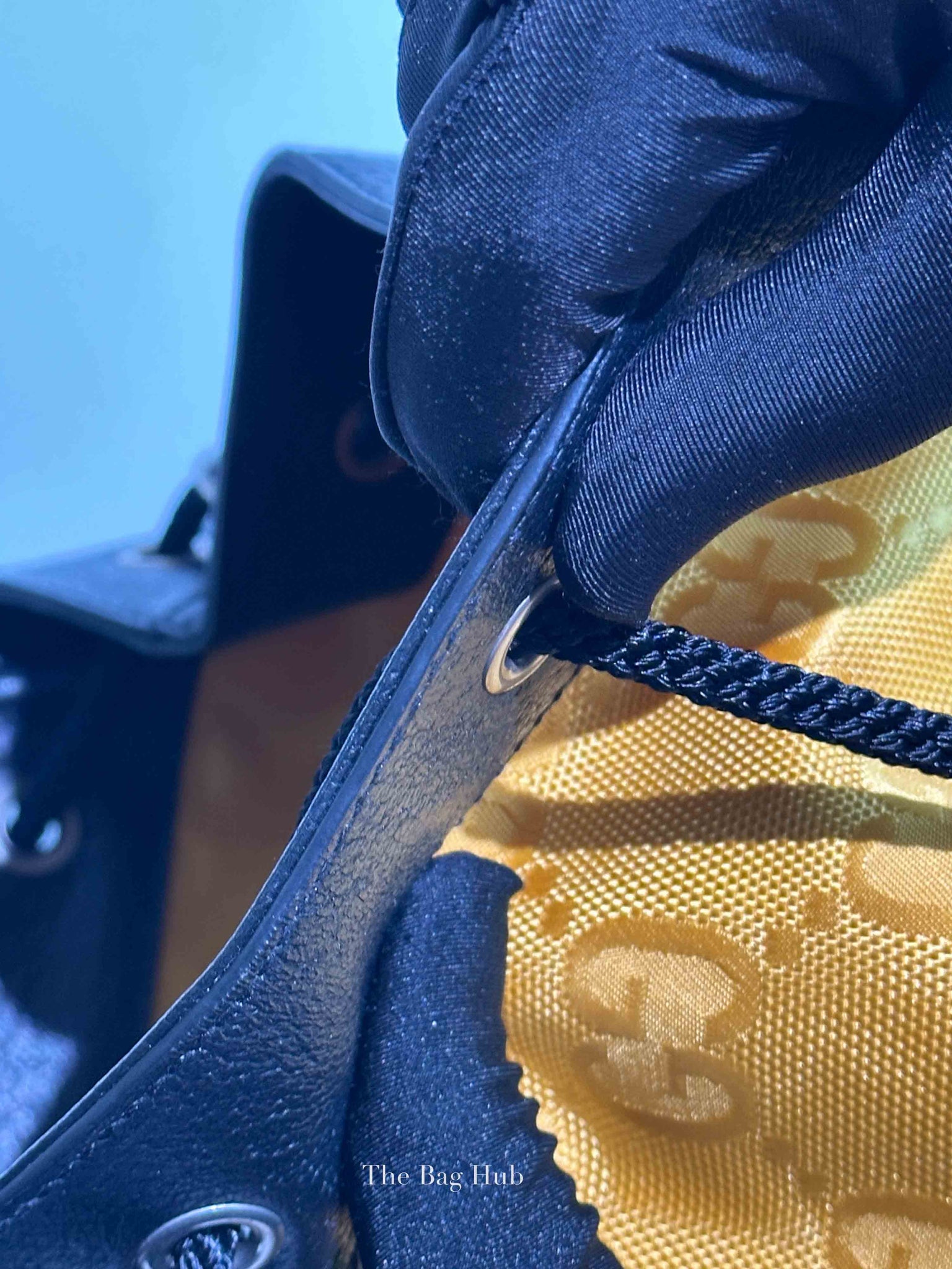 Gucci Yellow Econyl Nylon Monogram Off The Grid Drawstring Bucket Backpack