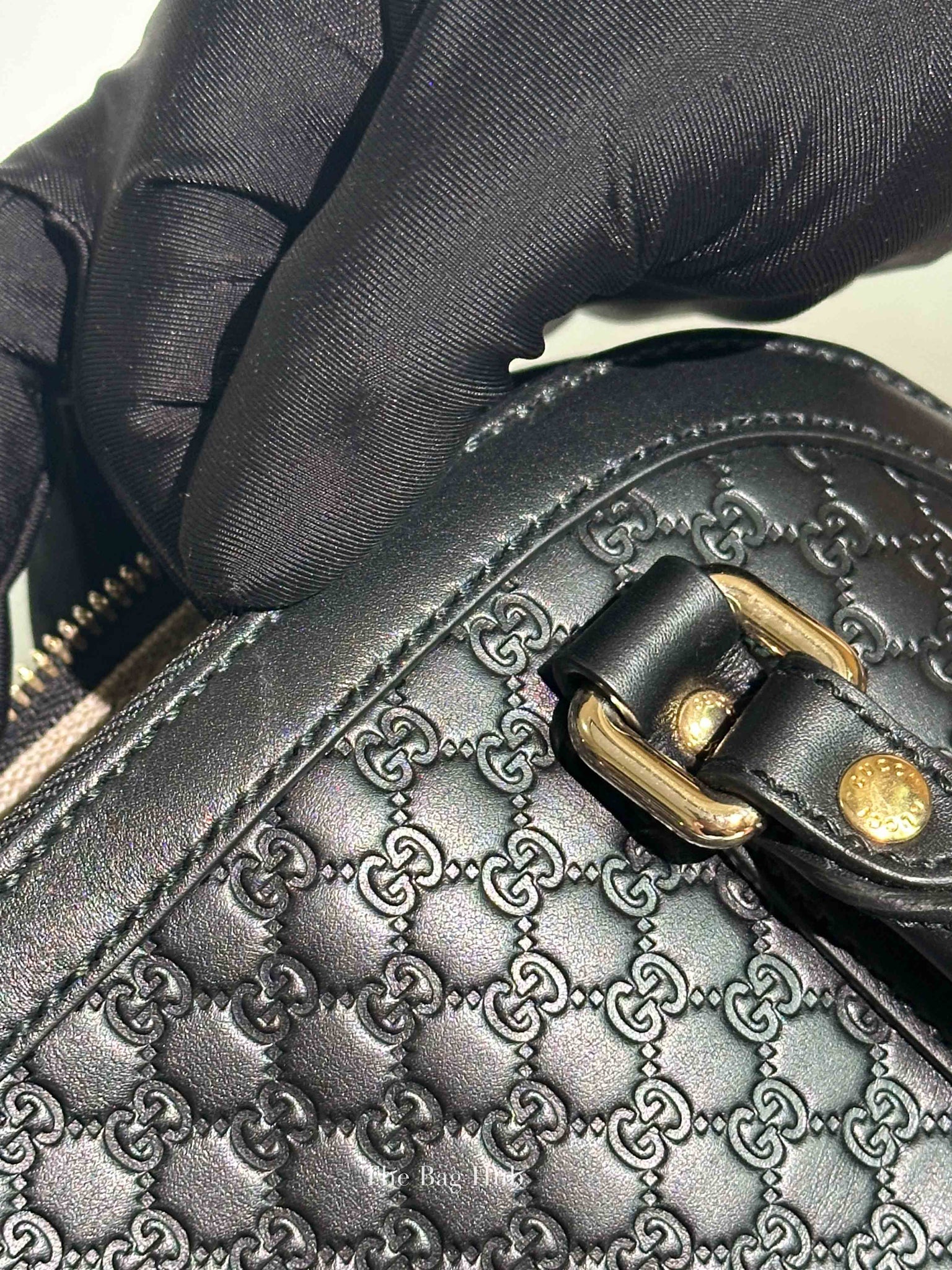 Gucci Black Leather Microguccisima Mini Dome Bag
