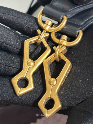 Gucci Black Leather GG Marmont Top Handle Sling Bag