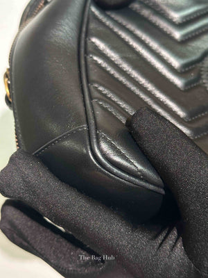 Gucci Black Leather GG Marmont Top Handle Sling Bag
