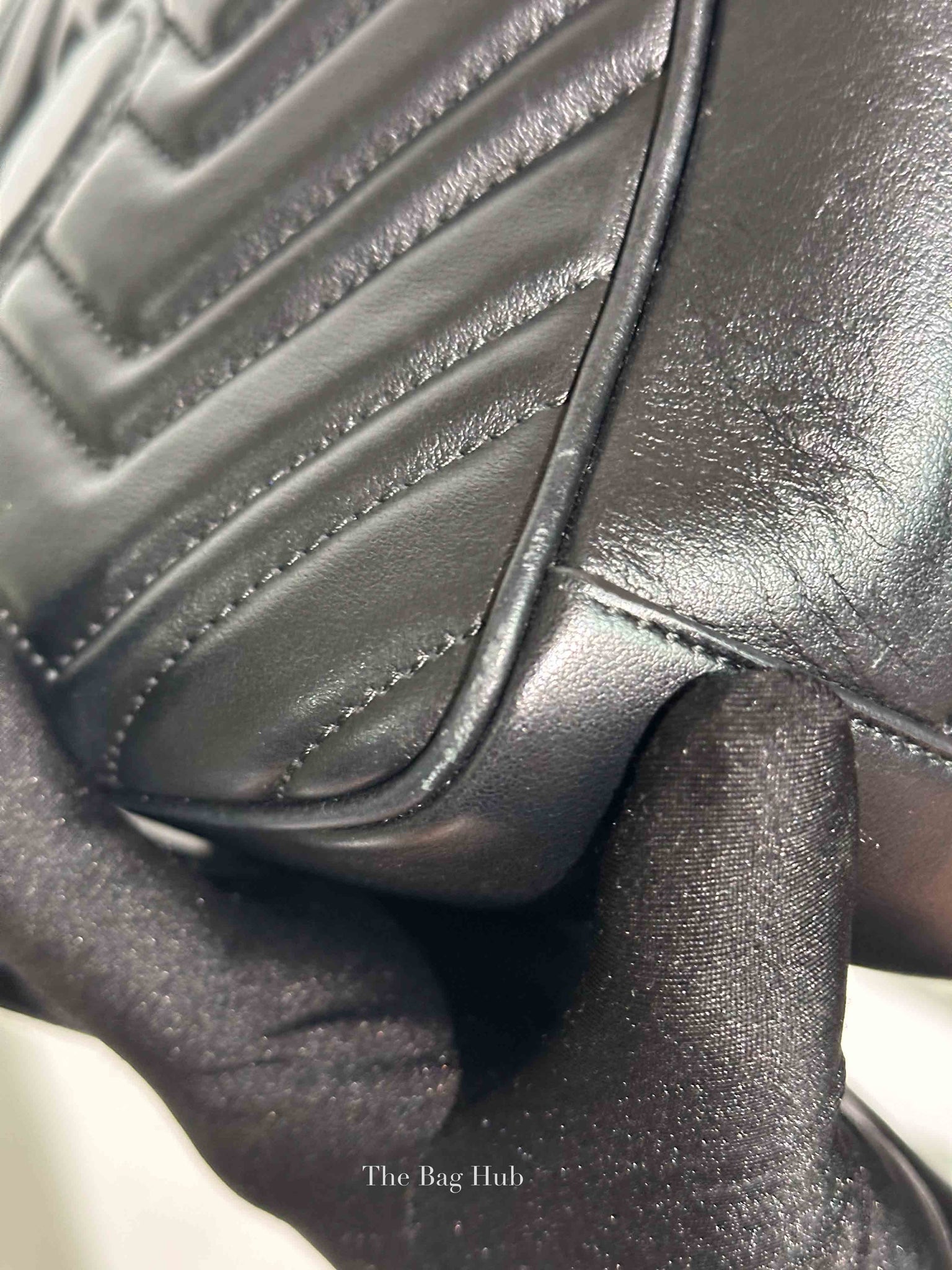 Gucci Black Leather GG Marmont Top Handle Sling Bag