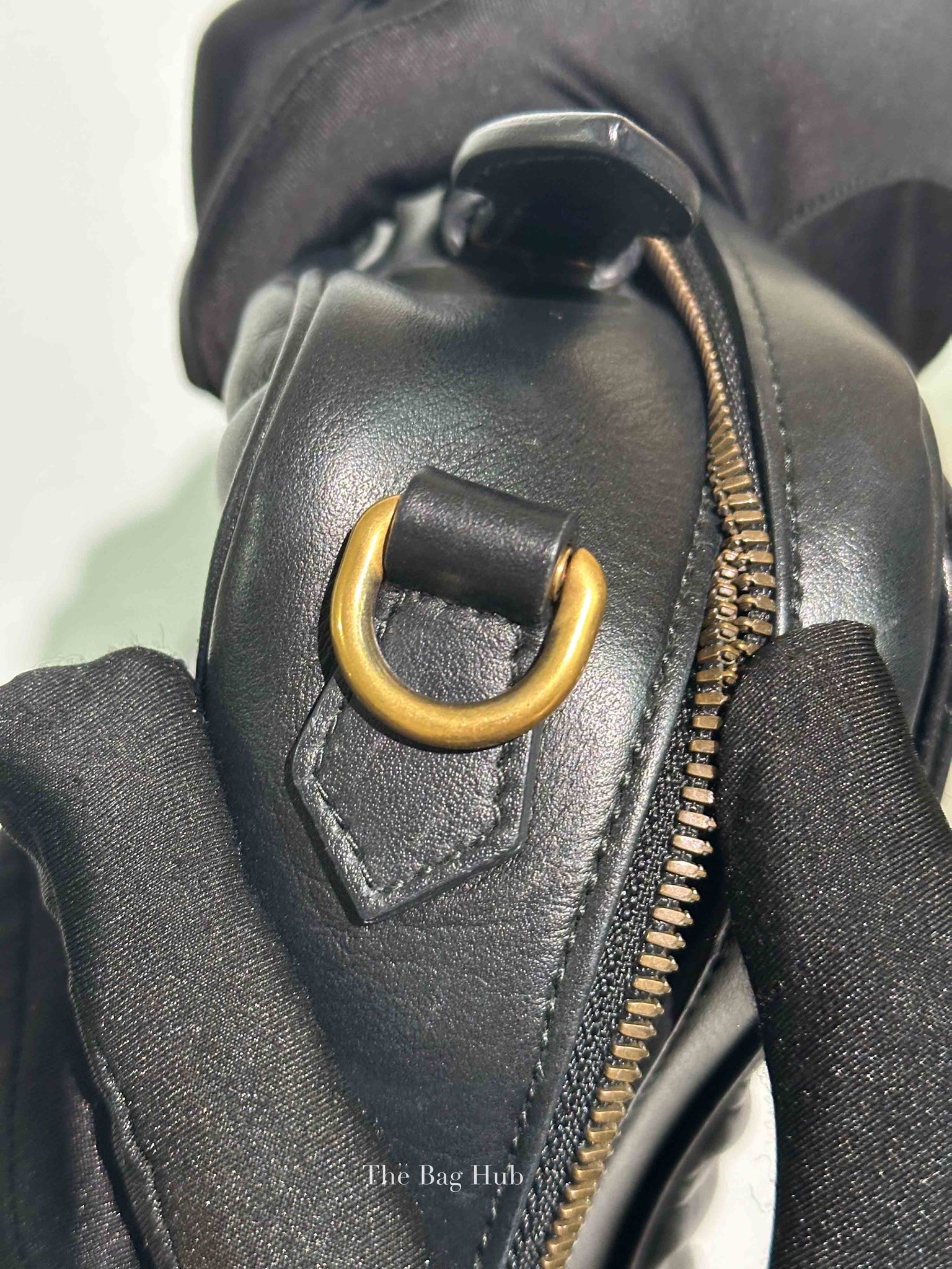 Gucci Black Leather GG Marmont Top Handle Sling Bag