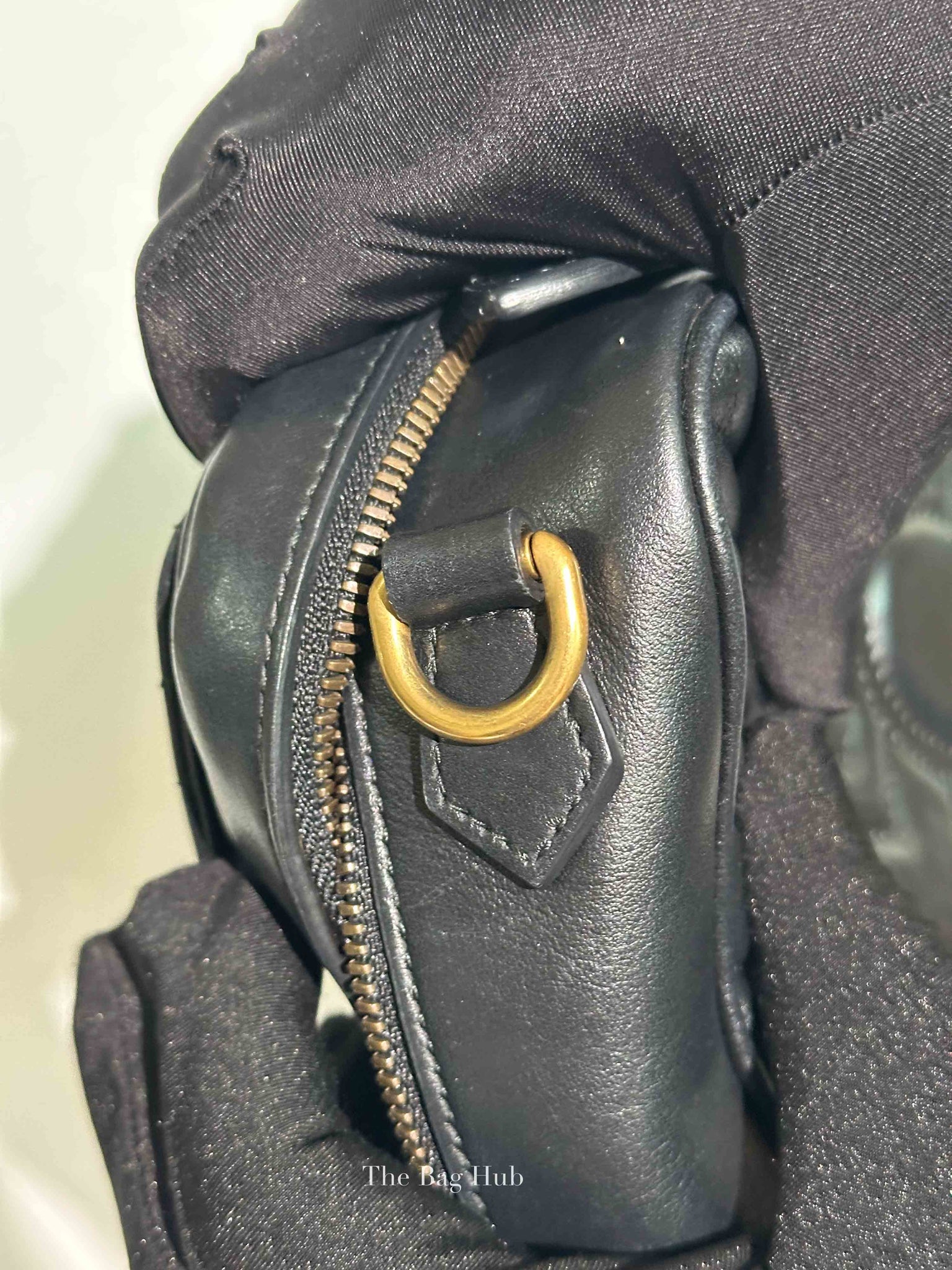 Gucci Black Leather GG Marmont Top Handle Sling Bag