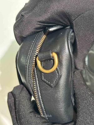 Gucci Black Leather GG Marmont Top Handle Sling Bag