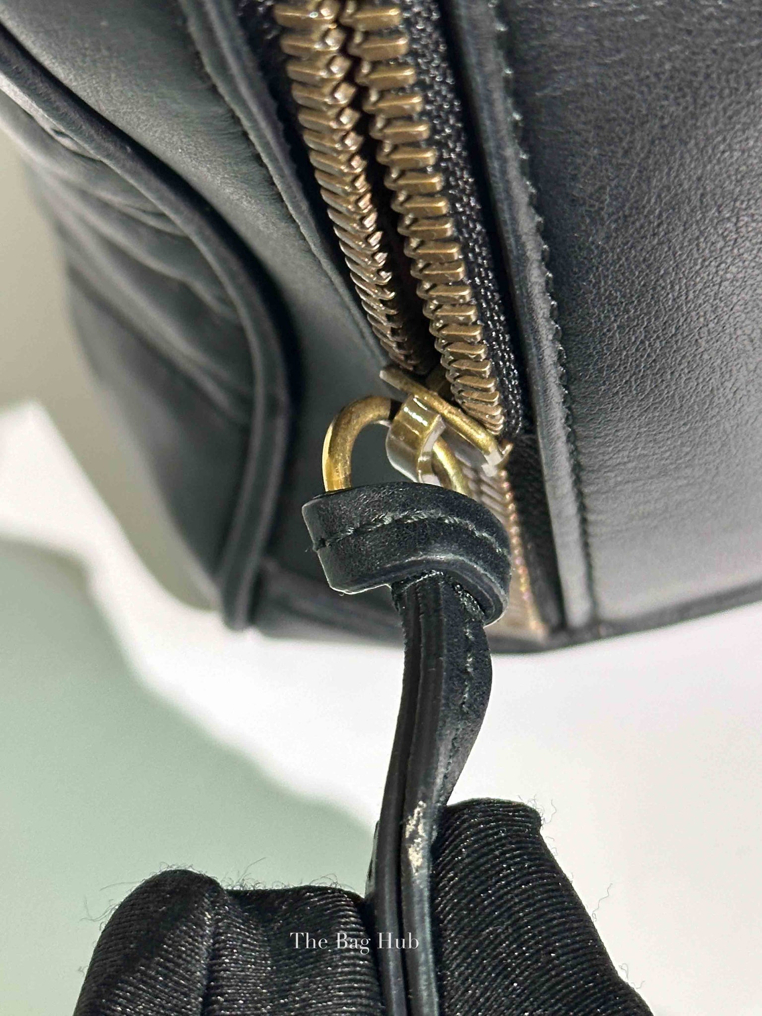 Gucci Black Leather GG Marmont Top Handle Sling Bag