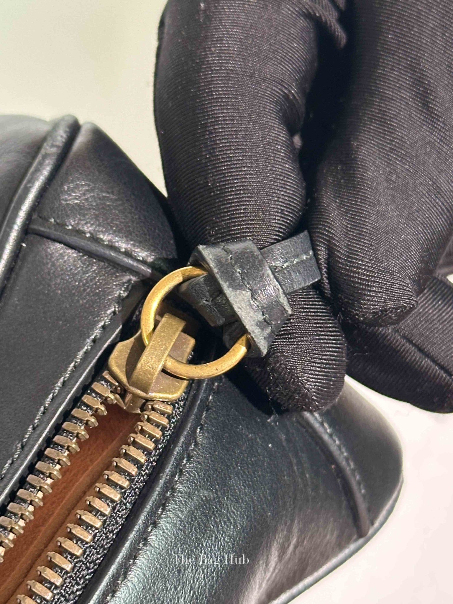 Gucci Black Leather GG Marmont Top Handle Sling Bag