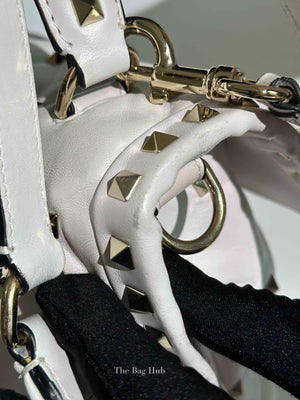 Valentino White Quilted Leather VLTN Candystud Top Handle Bag