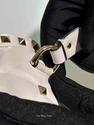 Valentino White Quilted Leather VLTN Candystud Top Handle Bag